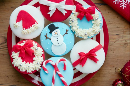 Assortment Of Christmas Cupcakes