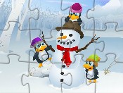 Funny Penguins and Snowman