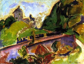 Alfred Henry Maurer Fauve Landscape with Train emulating Matisse