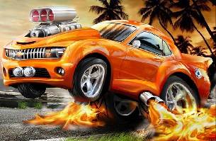 Racing Fire Car Jigsaw