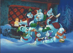 Christmas snowman carrolers