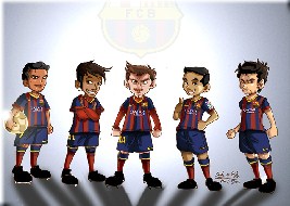 Cartoon Barcelona Team