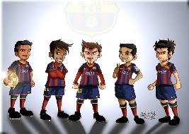 Cartoon Barcelona Team