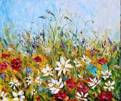 Palette knife Wildflowers Landscape Karen Tarlton