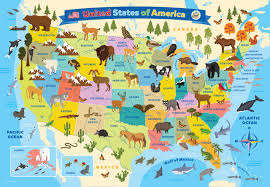 Animals Map of the USA Jigsaw Puzle