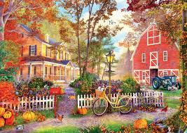 Autumn Farmhouse Scene Jigsaw Puzzle
