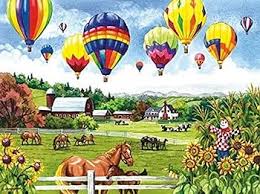 Desenhos de Balloons Over Fields Jigsaw Puzzle para colorir