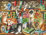 Bookshelf Cats Jigsaw Puzzle