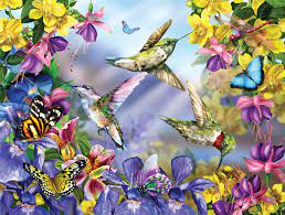 Desenhos de Butterflies and Hummingbirds Jigsaw Puzzle para colorir