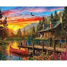 Cabin Evening Sunset Puzzle Jigsaw
