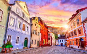 Desenhos de Cesky Krumlov Sunset Jigsaw Puzzle para colorir