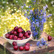 Cherries and Lilac Flower Jigsaw Puzzle