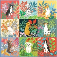 Desenhos de Dogs and Flowers Jigsaw Puzzle para colorir