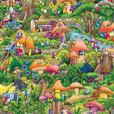 Desenhos de Fairytale Mushroom Forest Jigsaw Puzzle para colorir