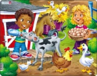 Farm Kids with Calf Jigsaw Puzzle