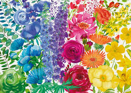 Desenhos de Floral Rainbow Jigsaw Puzzle para colorir