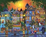 Halloween At Alamo Square Jigsaw