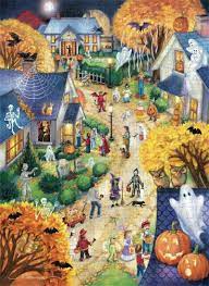 Desenhos de Halloween Town Jigsaw Puzzle para colorir