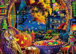 Desenhos de Happy Halloween – A Scary Night Outside Jigsaw Puzzle para colorir