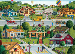 Hometown Bungalowville Jigsaw Puzzle