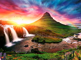 Iceland Sunset Art Jigsaw Puzzle