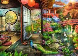 Desenhos de Japanese Garden Teahouse Jigsaw Puzzle para colorir