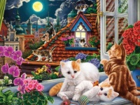 Kittens in the Moonlight Jigsaw Puzzle
