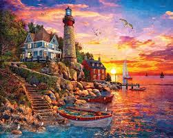 Dominic Davison – Lighthouse Sunset Jigsaw Puzzle