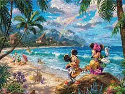 Desenhos de Mickey and Minnie in Hawaii Jigsaw Puzzle para colorir