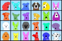 Desenhos de Mosaics Dogs Jigsaw Puzzle para colorir