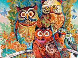 Owls Painting Jigsaw Puzzle