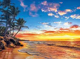 Desenhos de Paradise Beach at Sunset Jigsaw Puzzle para colorir