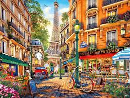 Desenhos de Paris Afternoon Jigsaw Puzzle para colorir