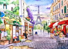 Desenhos de Paris Watercolor Jigsaw Puzzle para colorir