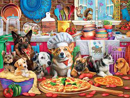 Pizza Time Pups Jigsaw Puzle