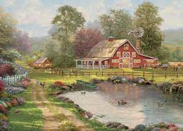 Red Barn Retreat Thomas Kinkade Puzzle Jigsaw