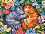 Sleeping Kittens In Flowers Jigsaw Puzzle