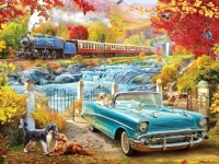 Desenhos de Steam Train in Fall Jigsaw Puzzle para colorir