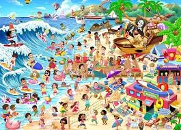 Desenhos de Summer Beach Jigsaw Puzzle para colorir