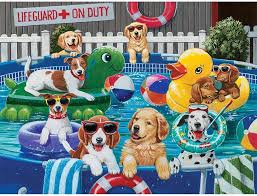 Desenhos de Summer Swimming Dog Jigsaw Puzzle para colorir