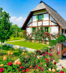 Desenhos de Village Home Garden Jigsaw Puzzle para colorir