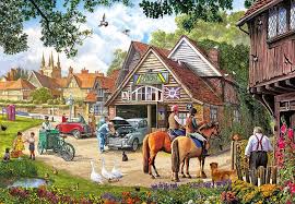 Vintage Village Afternoon Amble Jigsaw Puzzle