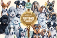 Desenhos de Watercolor Puppy Dogs Jigsaw Puzzle para colorir