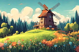 Windmill Artistic Jigsaw Puzzle