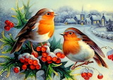 Winter Birds Holly Berries Jigsaw Puzzle