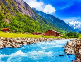 Alpine River Village Jigsaw Puzzle
