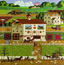 Desenhos de Amish Neighbors – Charles Wysocki Puzzles Jigsaw para colorir