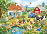 Desenhos de Animal Spring Country Farm Jigsaw Puzzle para colorir