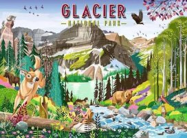 Desenhos de Art Glacier National Park Jigsaw Puzzle para colorir