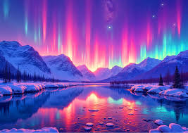 Desenhos de Aurora Northern Lights Jigsaw Puzzle para colorir